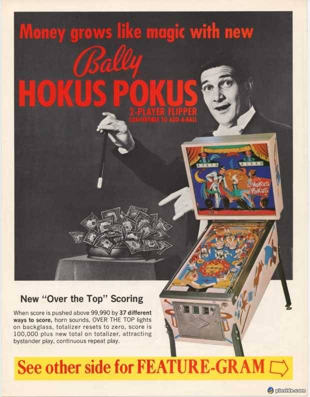 bally hokus pokus best 1970s pinball machine