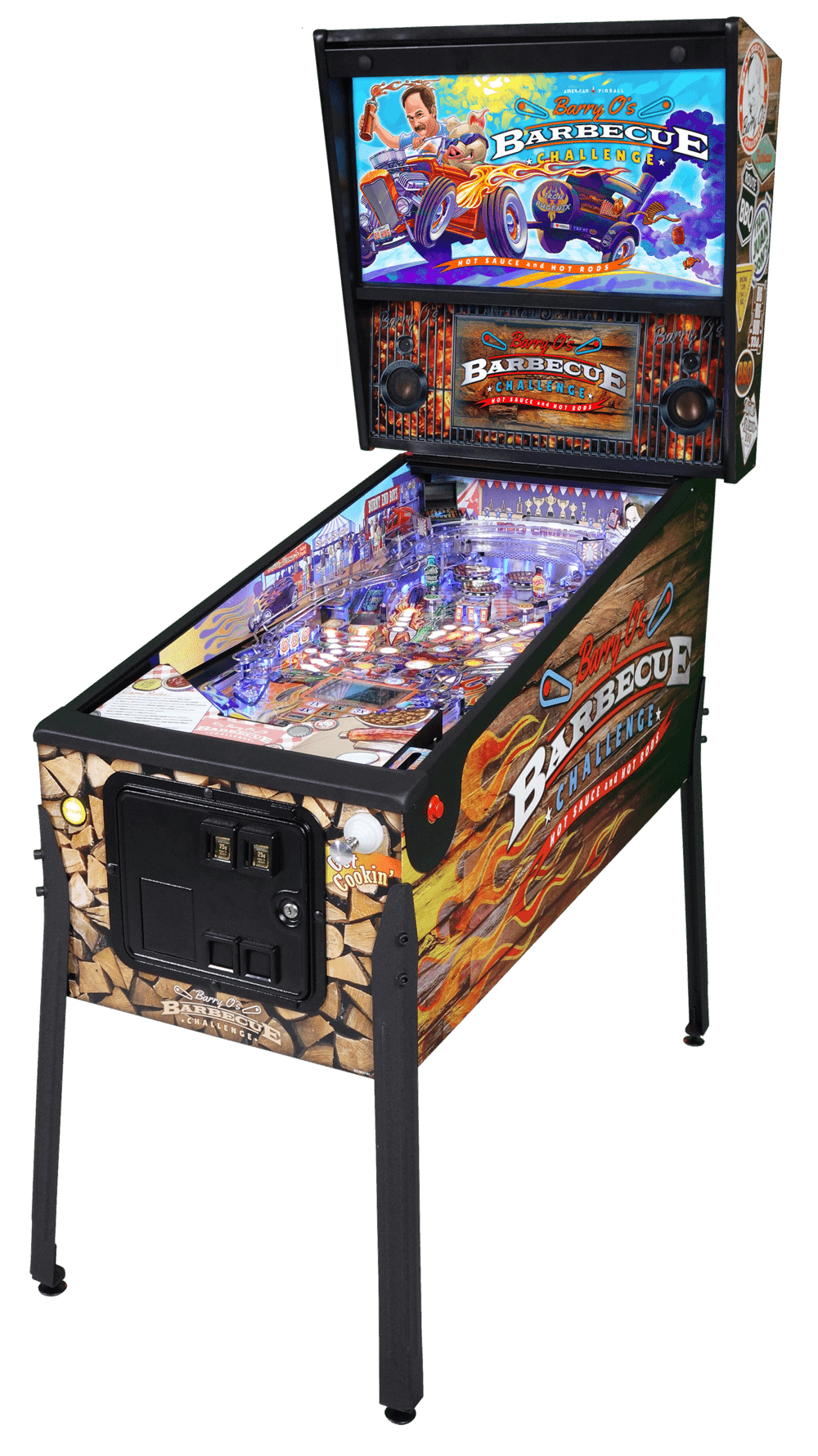 Colorful BBQ-themed pinball machine with vibrant playfield and backbox