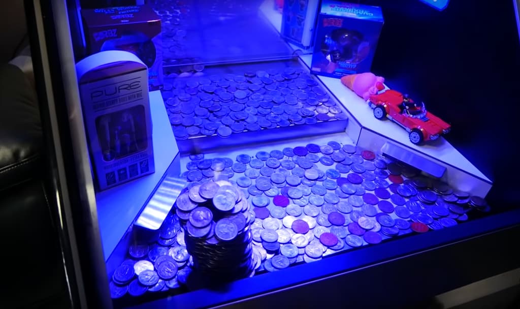 winning a coin pusher machine
