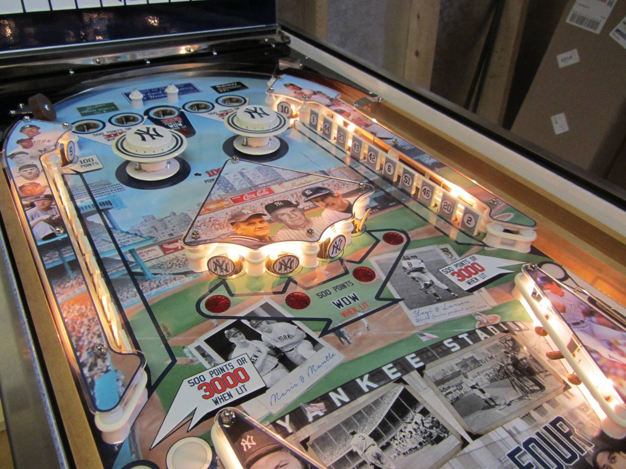 New York Yankees vintage pinball machine with illuminated game board