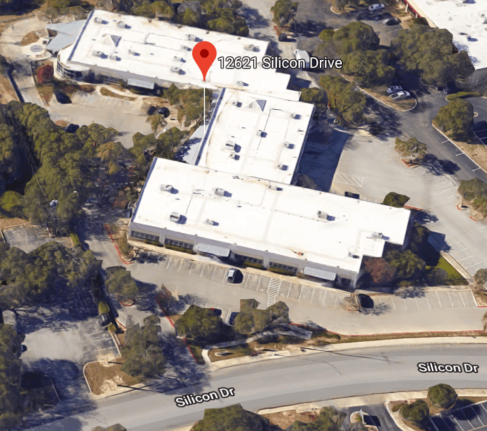 Aerial view of white office buildings on Silicon Drive