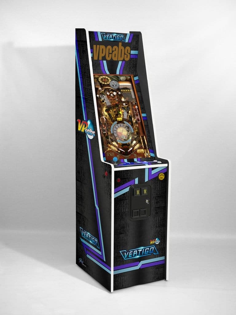 Vertigo VPcabs arcade cabinet with colorful pinball-style digital display