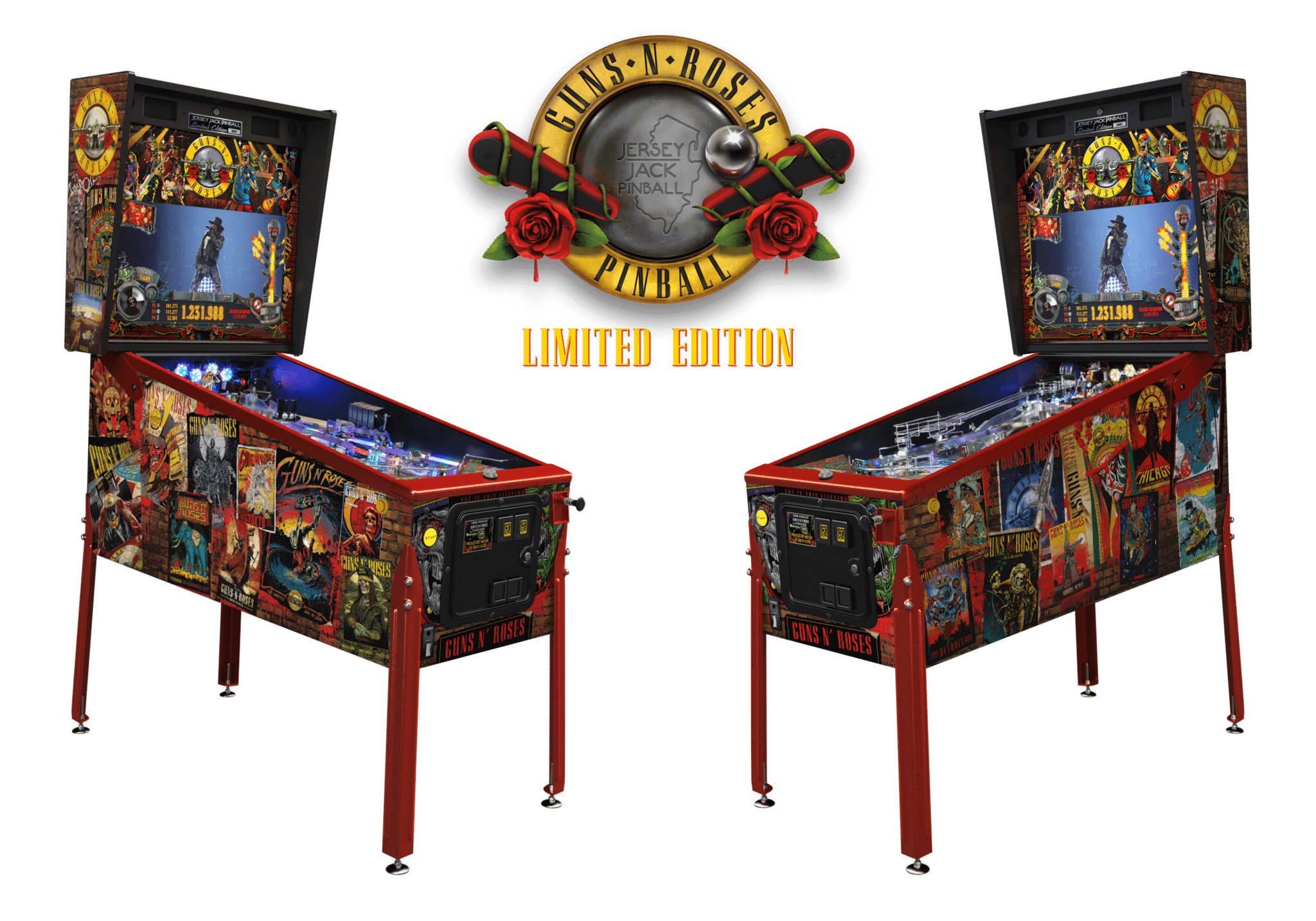 Guns N' Roses limited edition pinball machine with band artwork