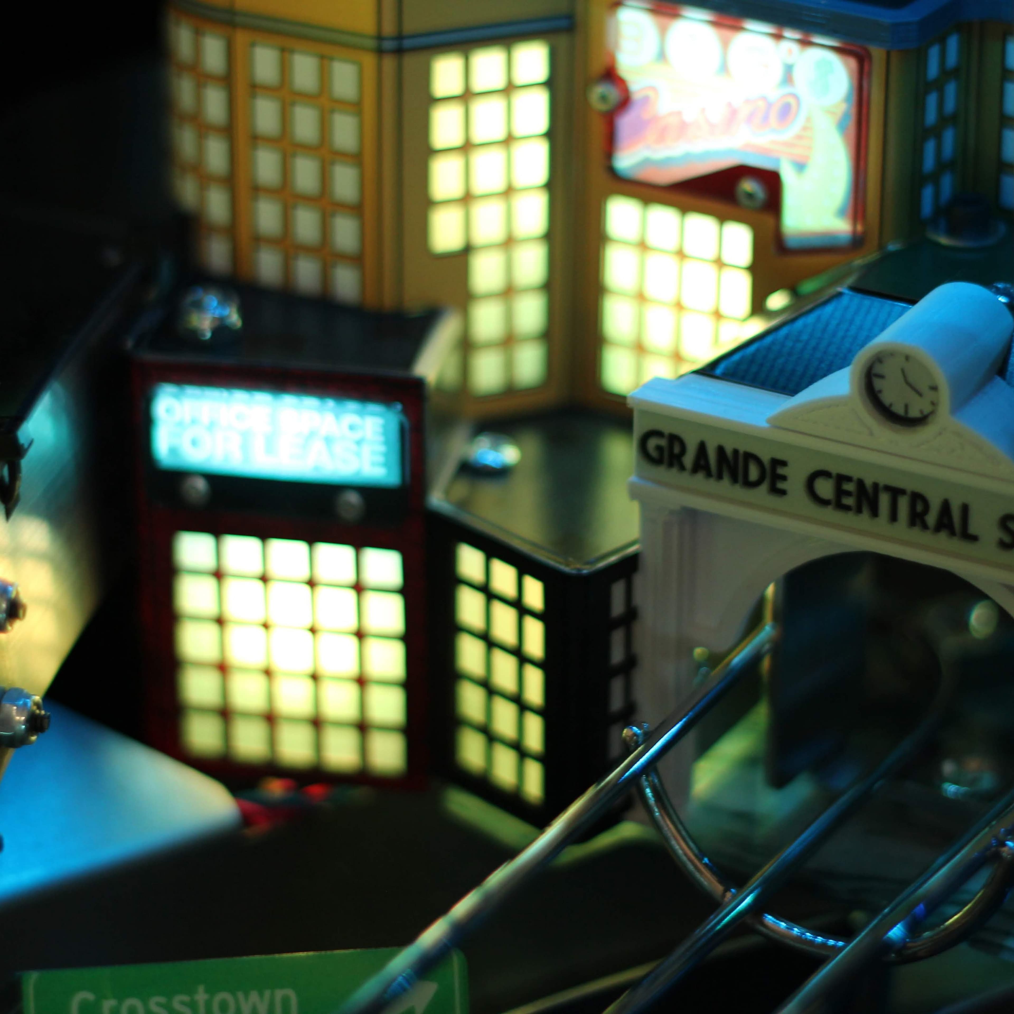 Miniature model of Grande Central Station with illuminated buildings