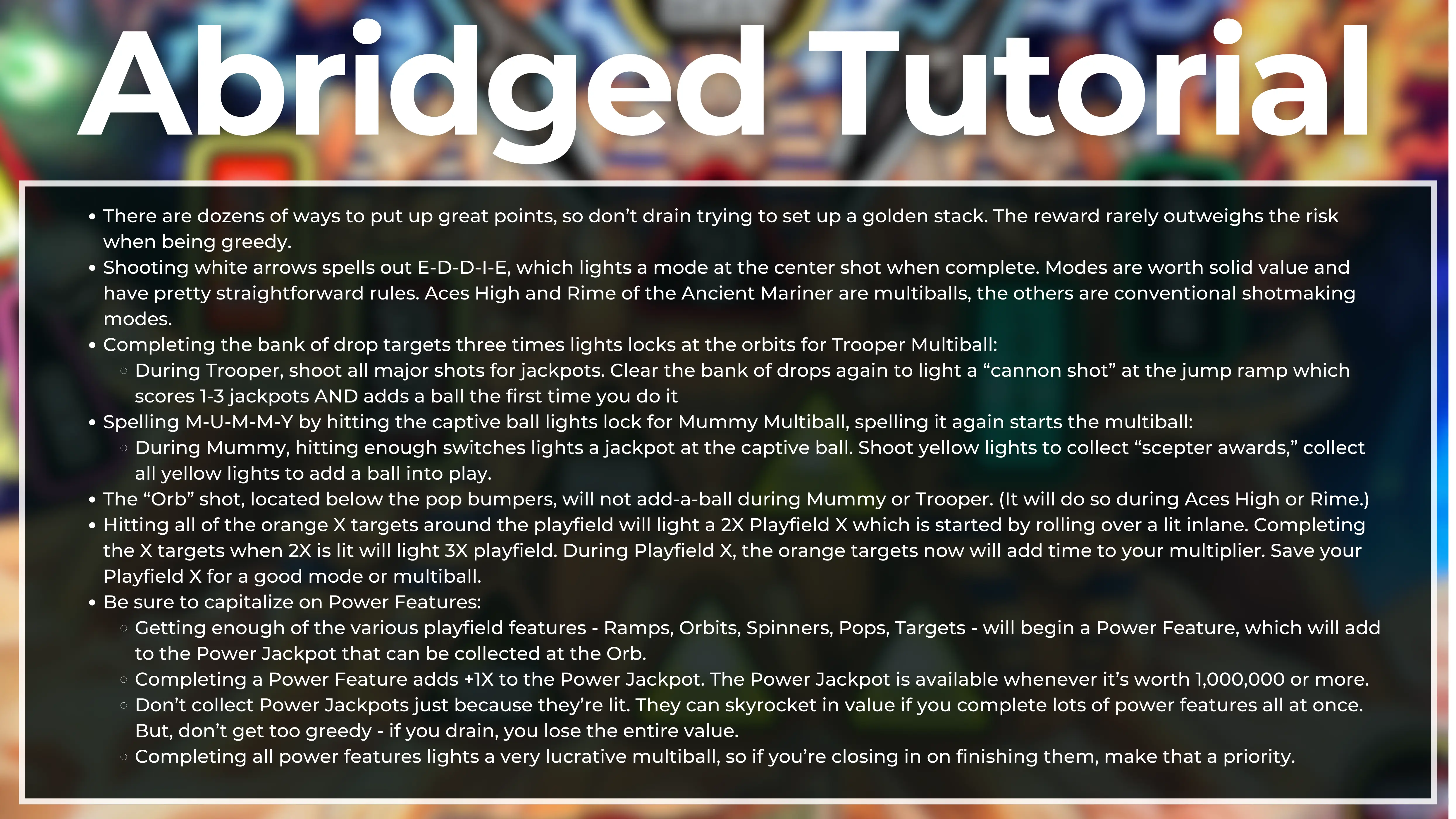 abridged tutorial stern iron maiden pinball