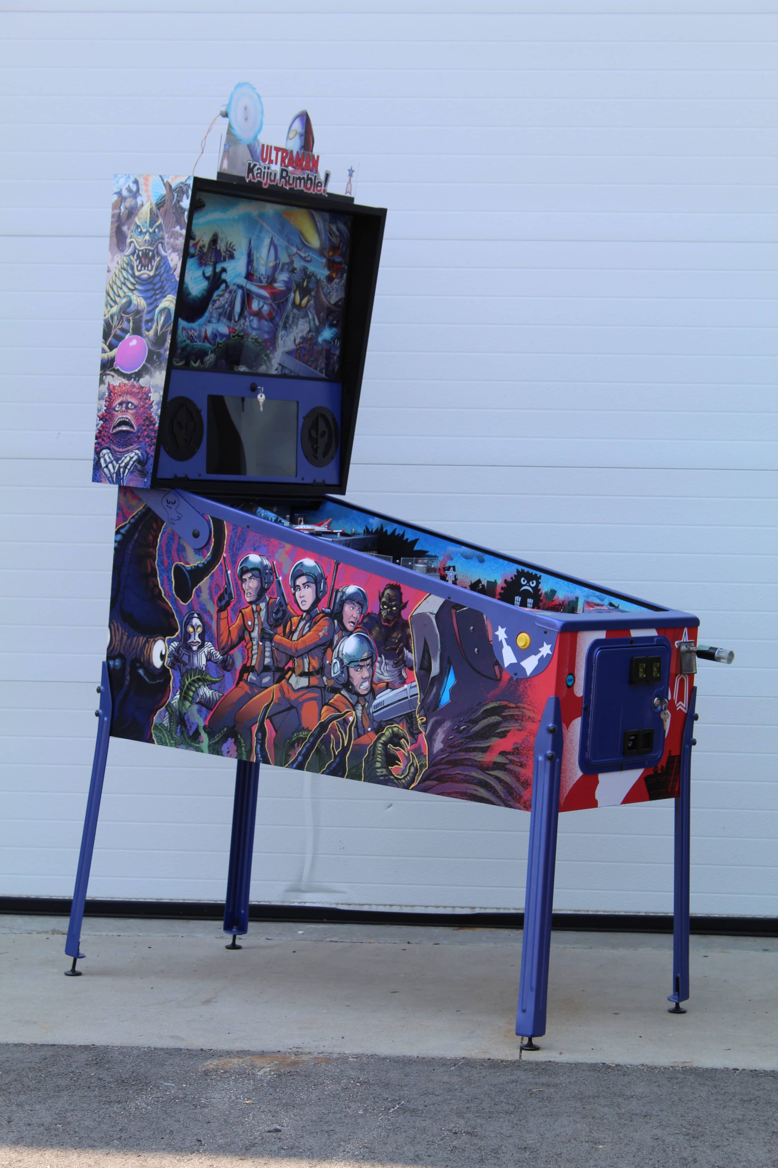 Ultraman Kaiju Rumble pinball machine with colorful sci-fi artwork