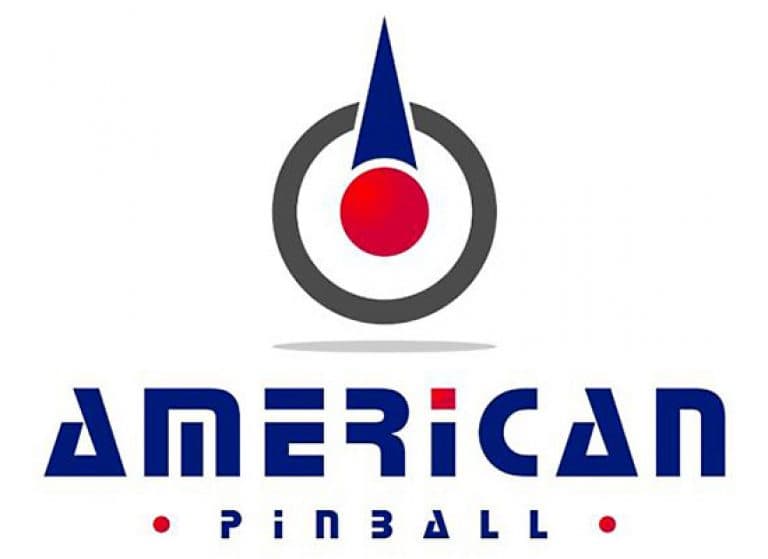 American Pinball logo with stylized circular design in blue, red, and gray