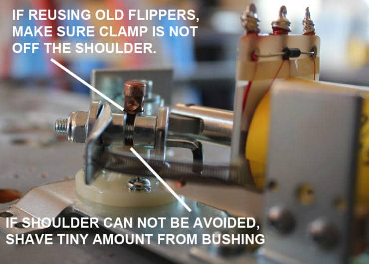 Technical diagram showing mechanical device with instructions for reusing flippers